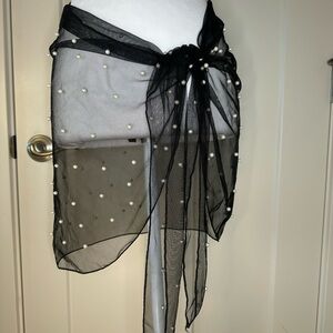 Coquette Pearl Mesh Sarong Cover-Up Wrap Skirt‎
